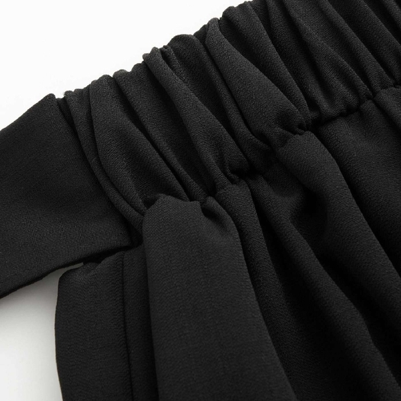 Black Wide Leg Drawstring Pants - Picture 4 of 4